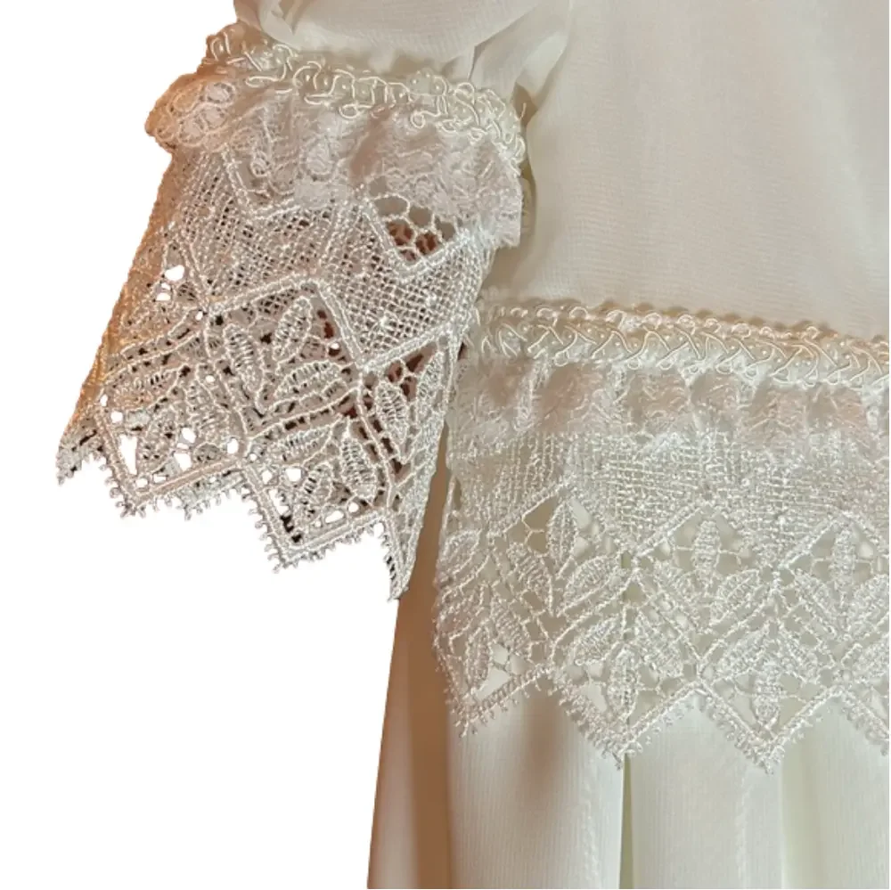 CHRISTENING GOWN Handmade! Every Precious Detail! With Lace & Pearl Trim Bonnet